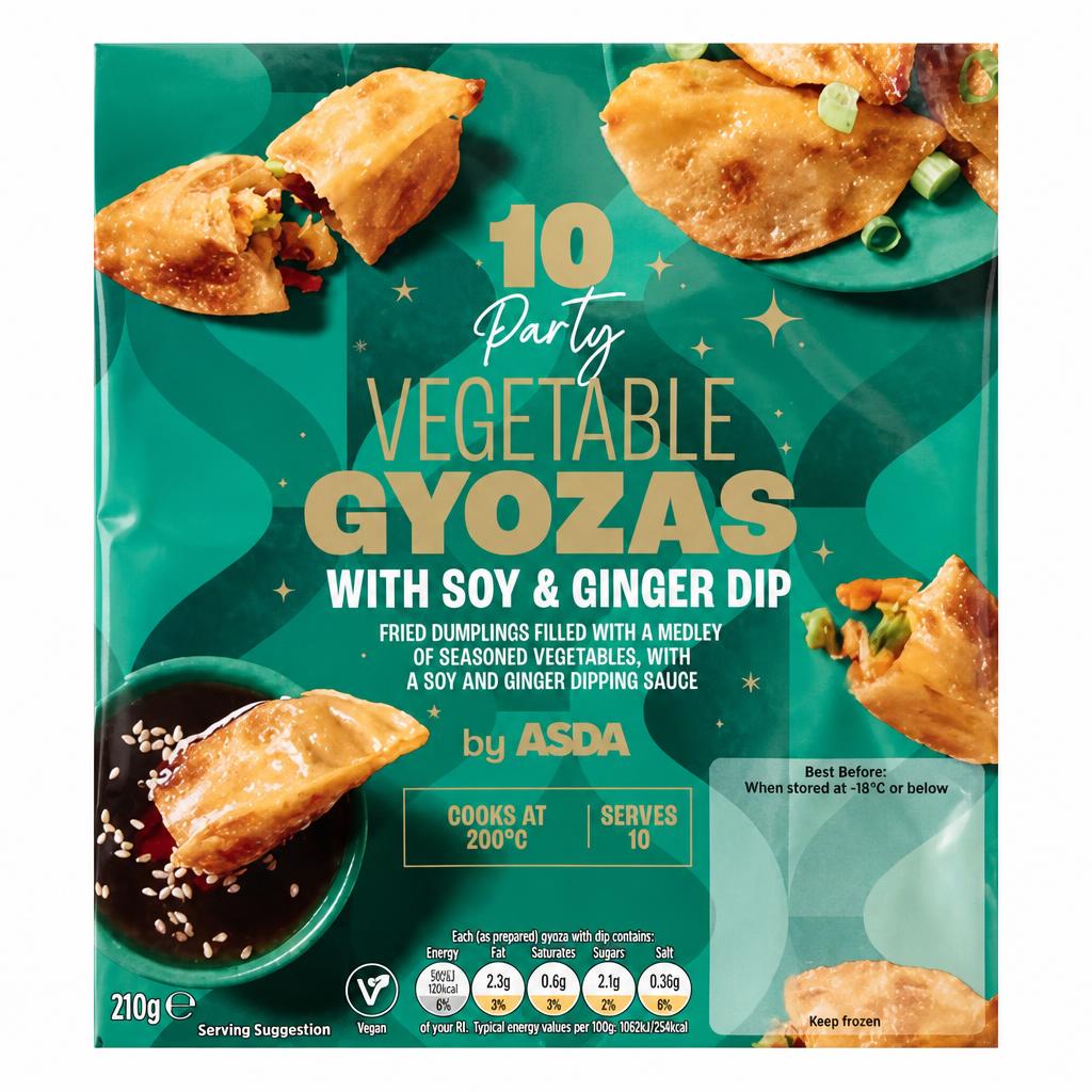 ASDA 10 Party Vegetable Gyozas with Soy & Ginger Dip 210g