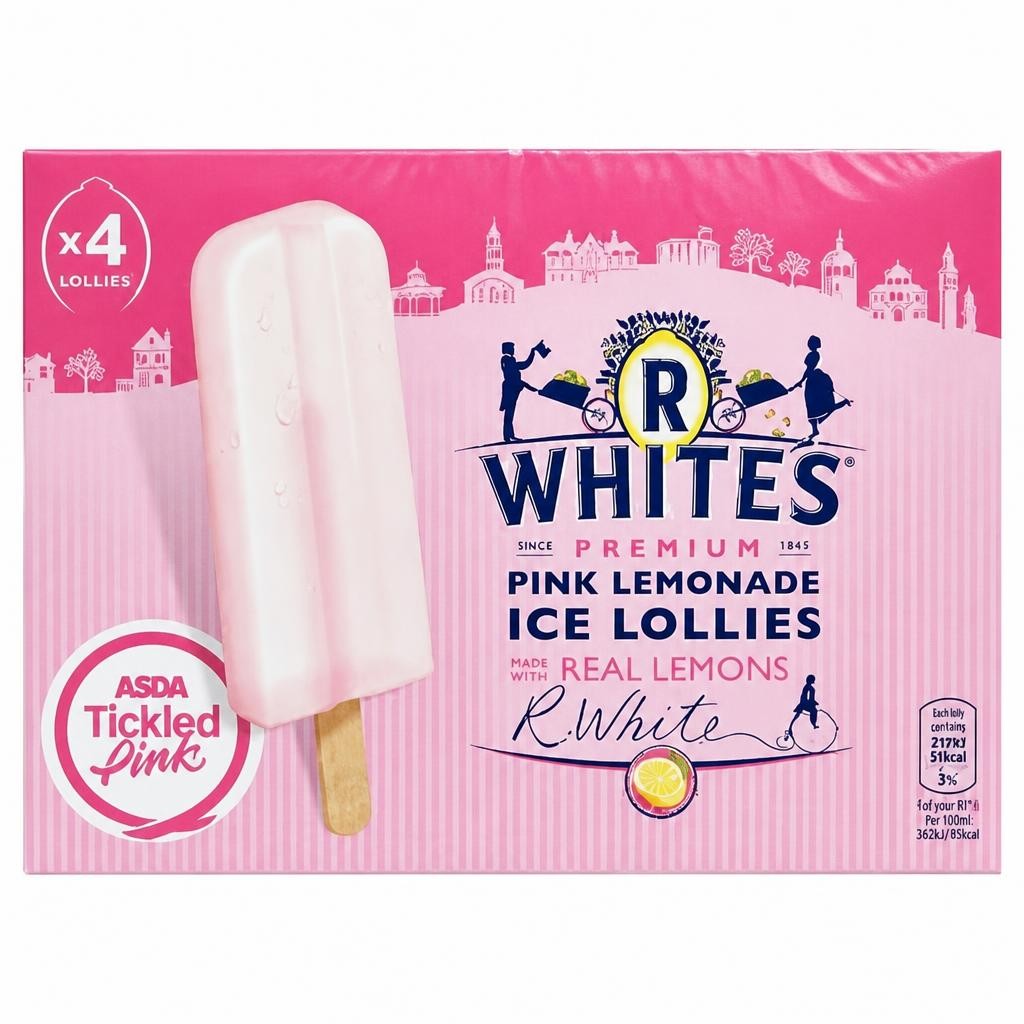 R White's Premium Pink Lemonade Ice Lollies 4 x 75g (300g)