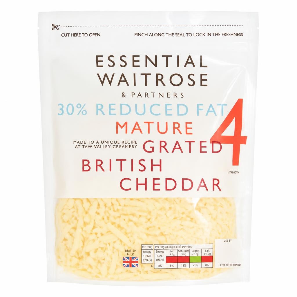 Essential 30% Reduced Fat Mature Grated Cheddar Cheese Strength 4