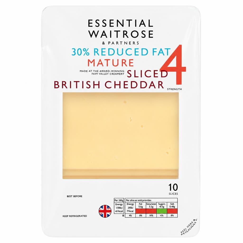 Essential 30% Reduced Fat Mature Sliced Cheddar Cheese Strength 4