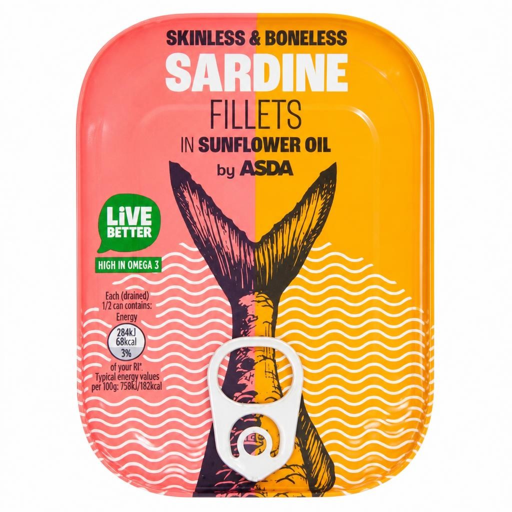 ASDA Skinless & Boneless Sardine Fillets in Sunflower Oil 106g