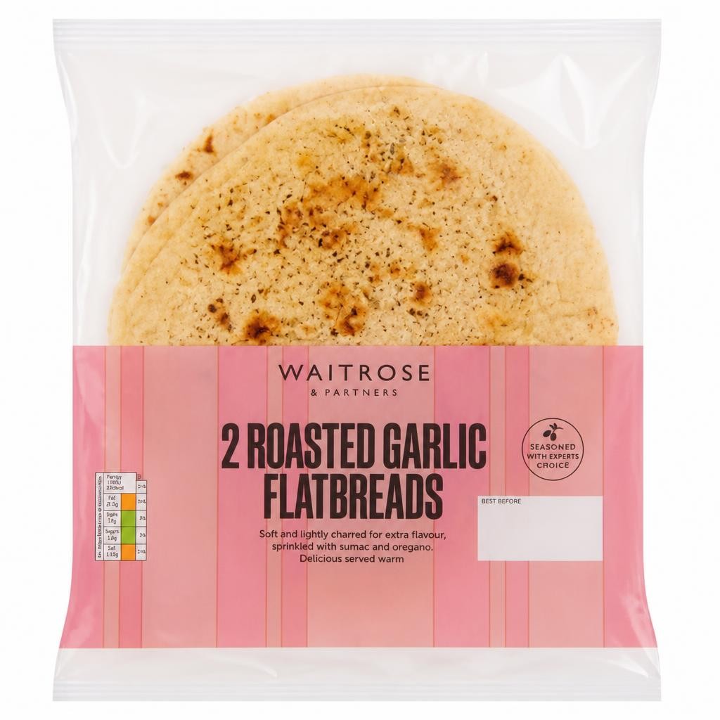Waitrose 2 Roasted Garlic Flatbreads