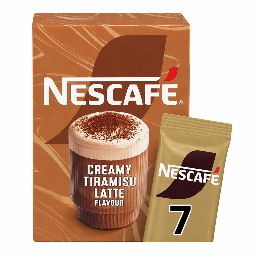 Nescafé 7 x 136.5g Latte Flavour Creamy Tiramisu Coffee Sachets, Dessert Edition