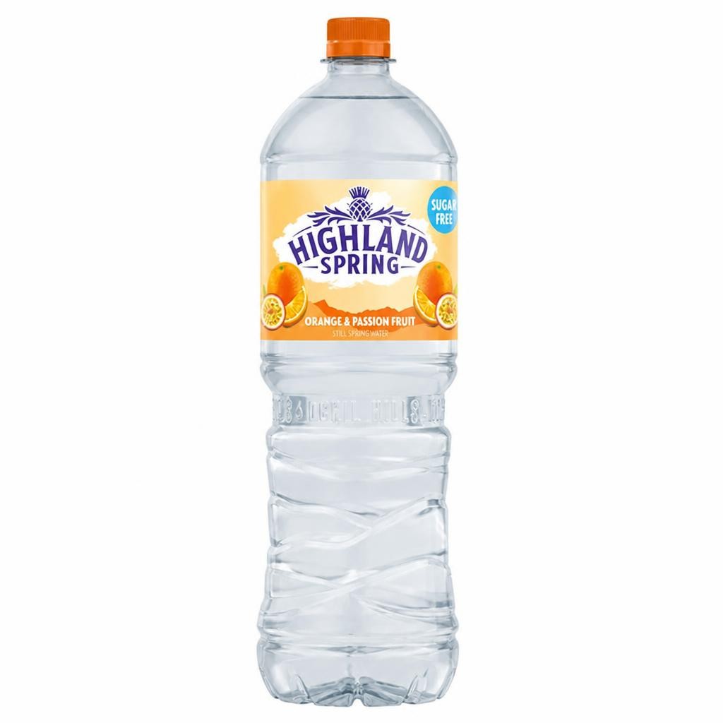 Highland Spring 1.25L Orange & Passion Fruit Still Spring Water Bottle