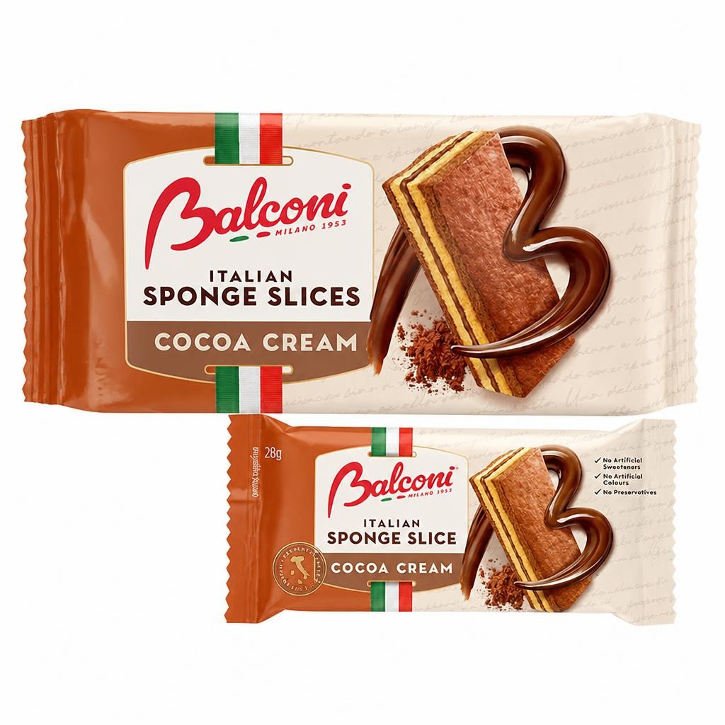 Balconi Italian Sponge Slices Cocoa Cream 10 x 28g