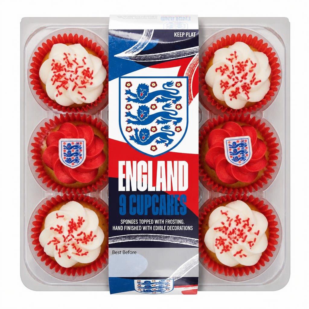 England 9 Frosted Cupcakes