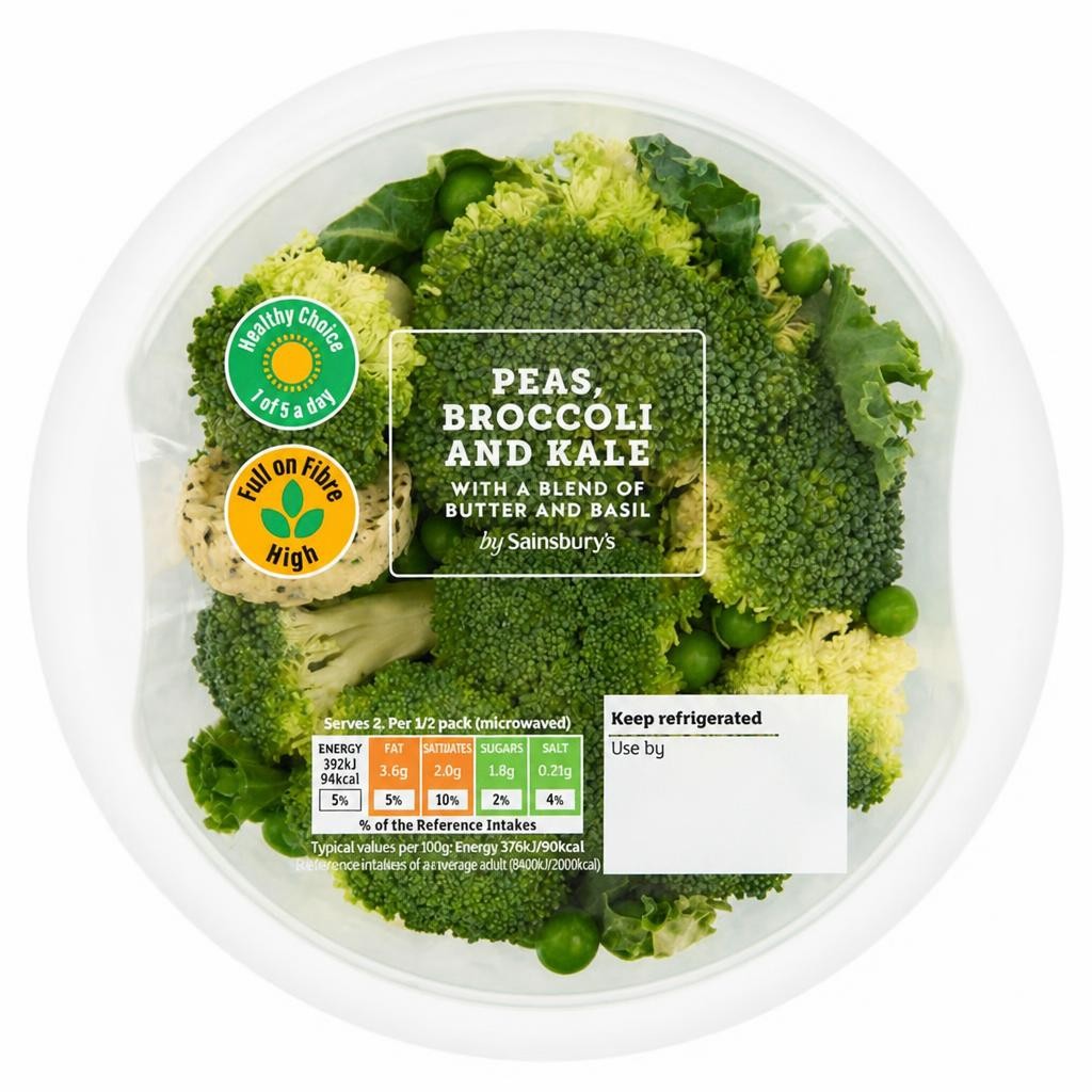 Sainsbury's Peas, Broccoli and Kale with a Blend of Butter and Basil 225g