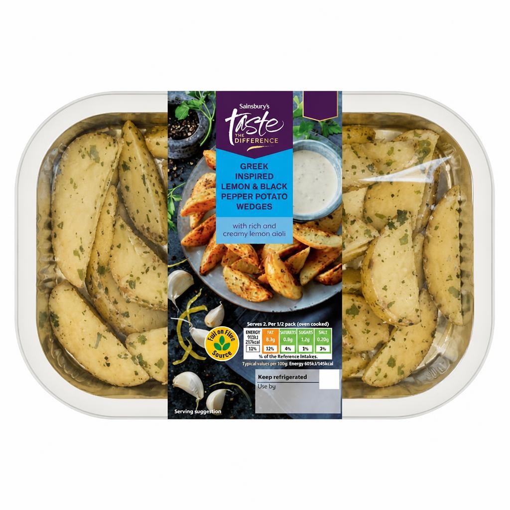 Sainsbury's 400g Greek Inspired Lemon & Black Pepper Potato Wedges, Taste the Difference