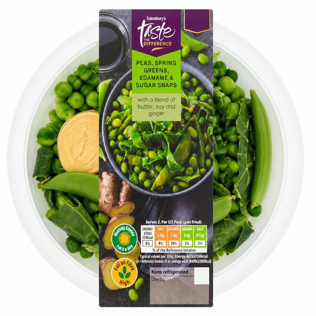 Sainsbury's 225g Peas, Spring Greens, Edamame & Sugar Snaps, Taste the Difference
