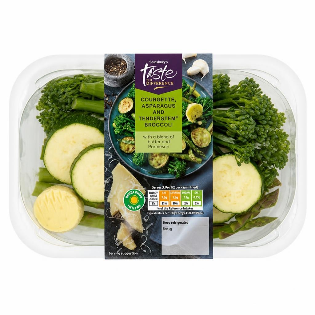 Sainsbury's Taste the Difference Courgette, Asparagus and Tenderstem Broccoli 200g