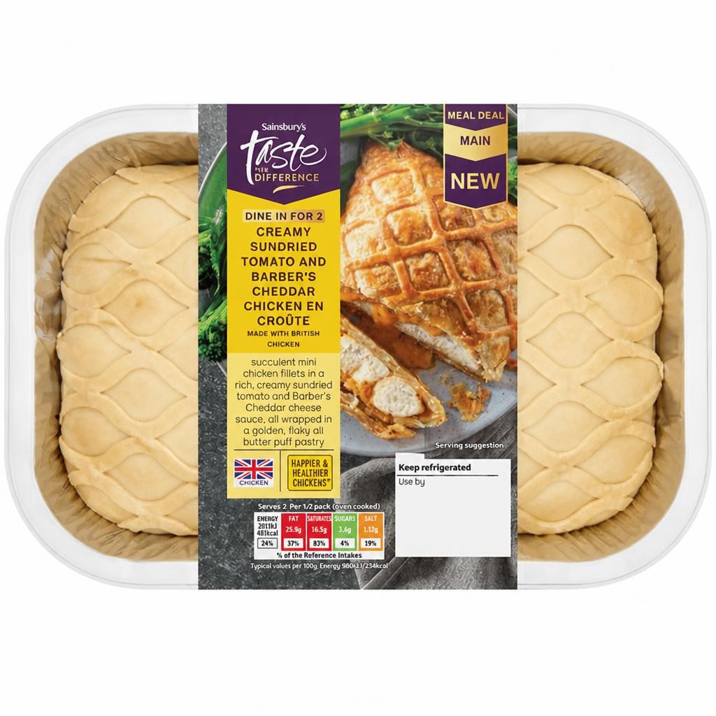 Sainsbury's 420g Creamy Sundried Tomato & Barber's Cheddar Chicken En Croûte, Taste the Difference