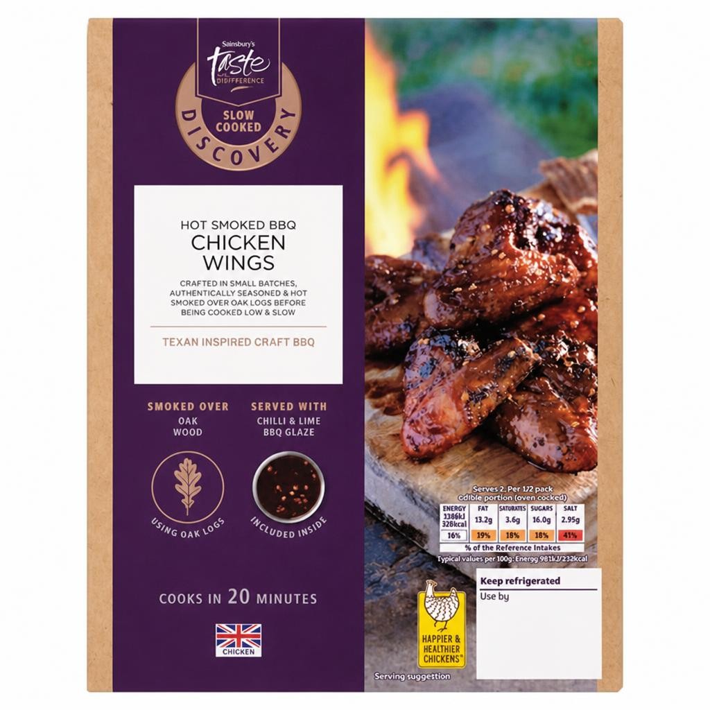 Sainsbury's Discovery 380g Hot Smoked BBQ Chicken Wings, Taste the Difference