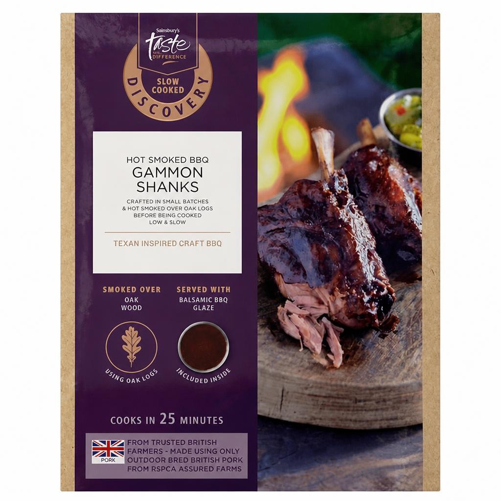 Sainsbury's Discovery 360g Slow Cooked Hot Smoked BBQ Gammon Shanks, Taste the Difference