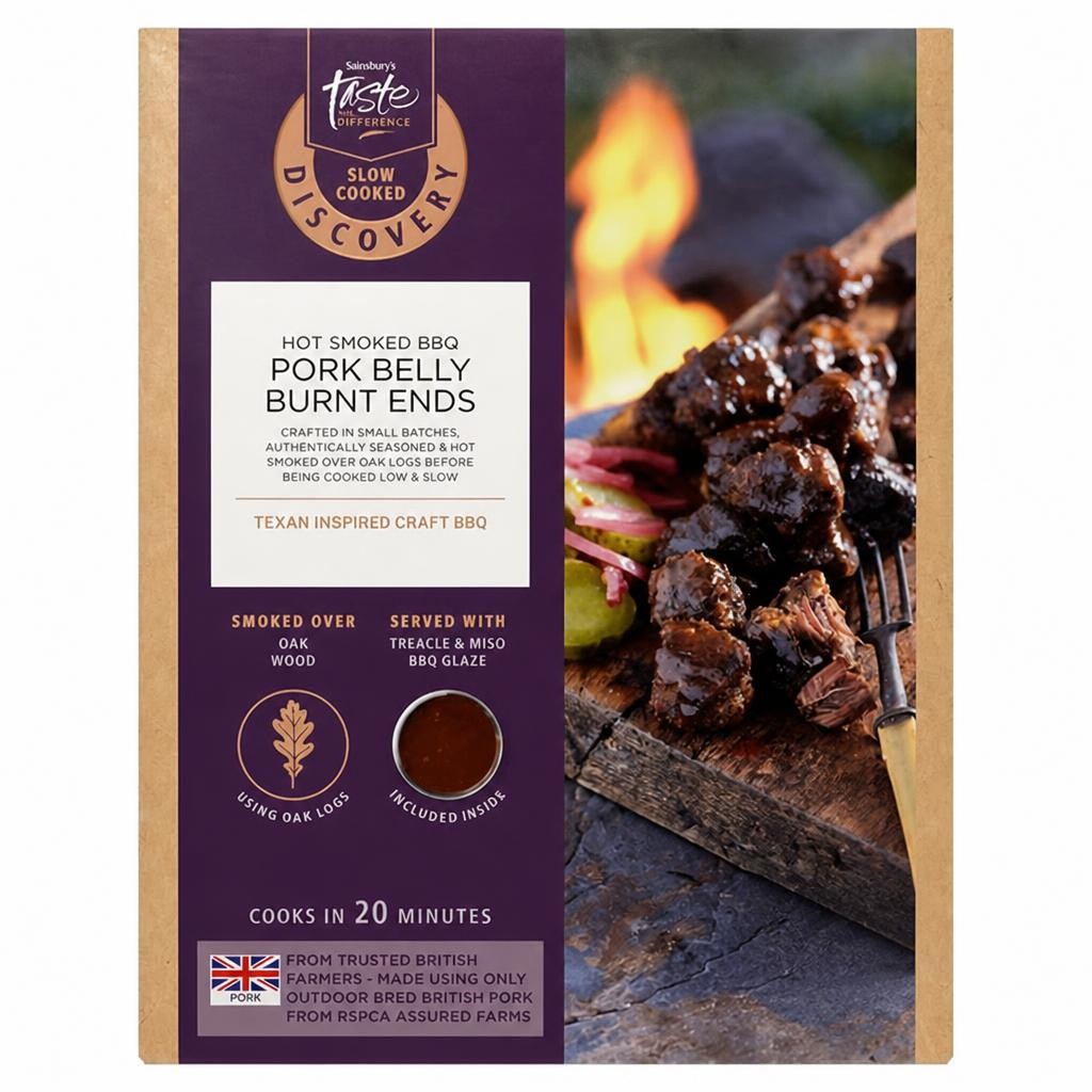 Sainsbury's Discovery 300g Hot Smoked Pork Belly Burnt Ends, Taste the Difference