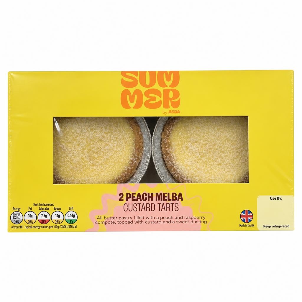 Summer by ASDA Peach Melba Custard Tarts 2 x 81g (162g)