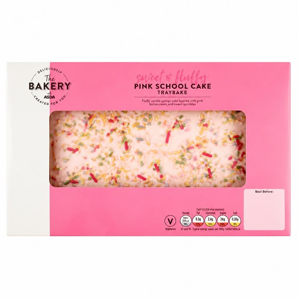 The BAKERY at ASDA Pink School Cake Traybake 300g