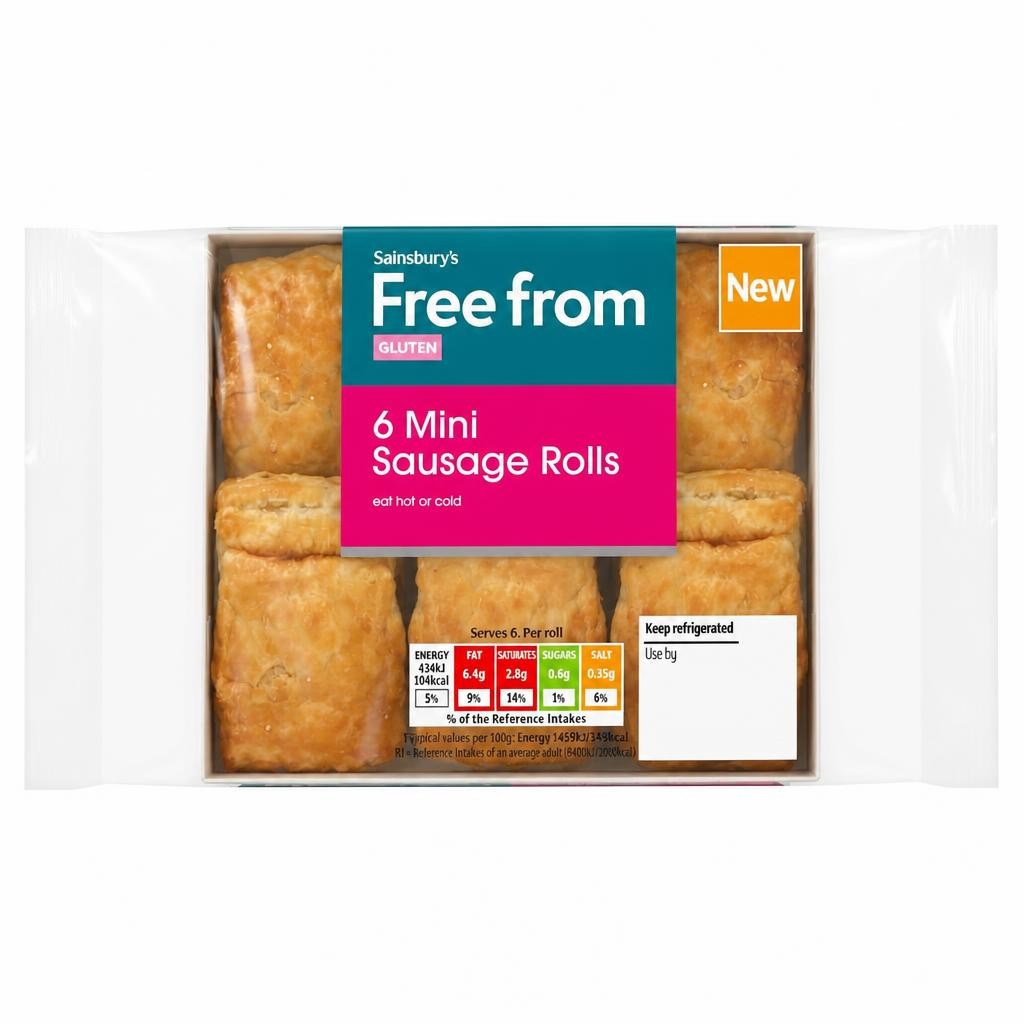 Sainsbury's Free From 6 x Mini Sausage Rolls 180g