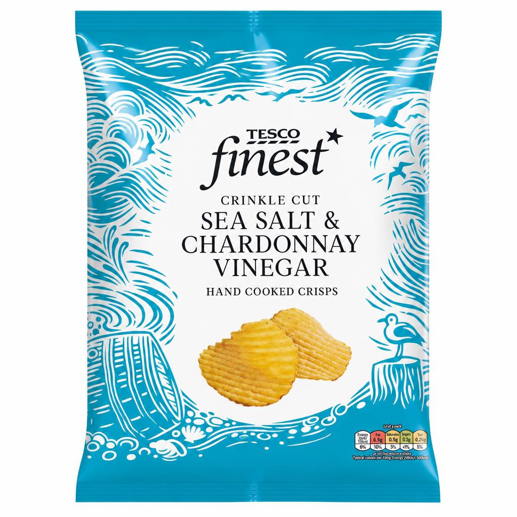 Tesco Finest Crinkle Cut Sea Salt & Chardonnay Vinegar Crisps 150g
