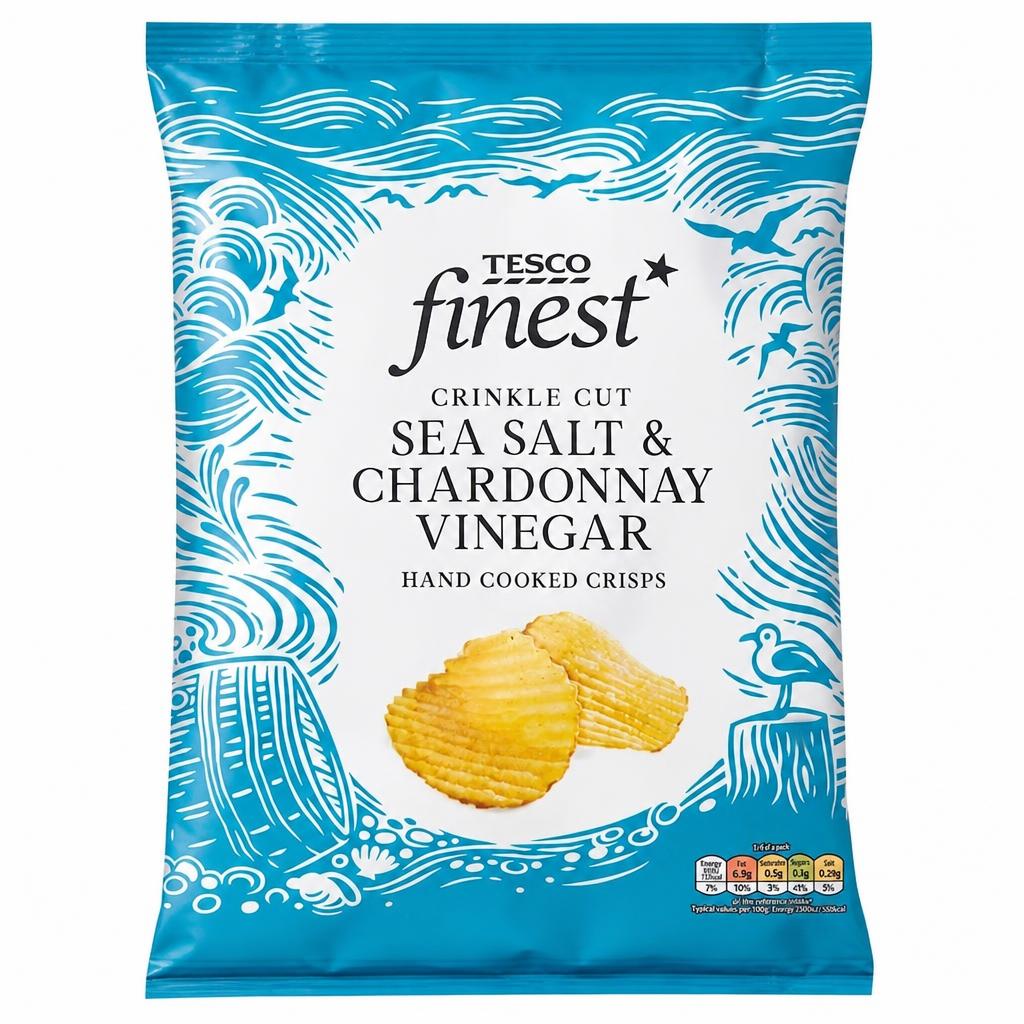 Tesco Finest Crinkle Cut Sea Salt & Chardonnay Vinegar Crisps 150g