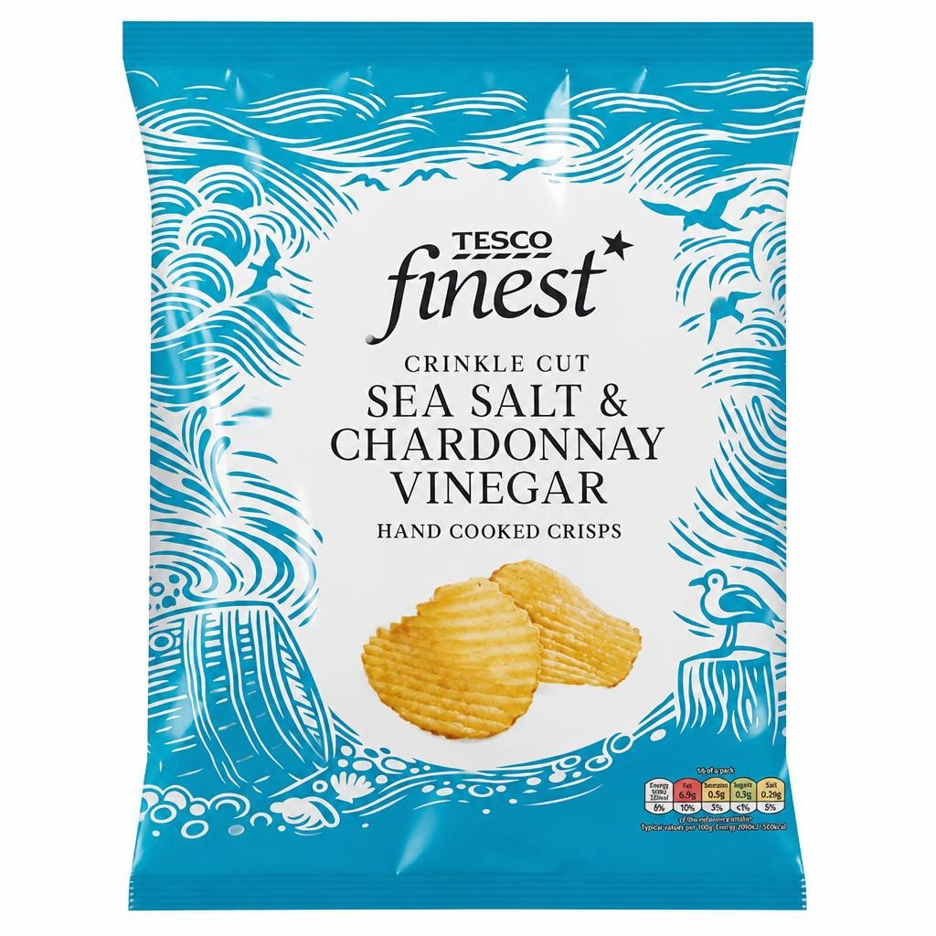 Tesco Finest Crinkle Cut Sea Salt & Chardonnay Vinegar Crisps 150g