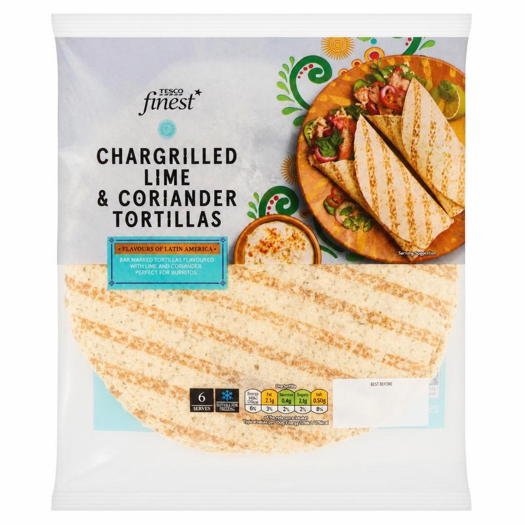 TESCO finest Chargrilled Lime & Coriander Tortillas 252g