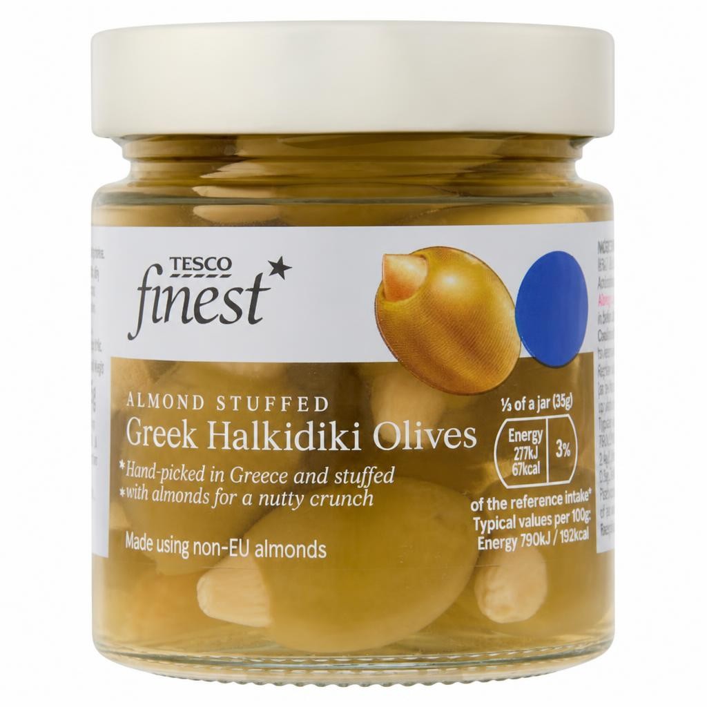 TESCO Finest Greek Almond Halkidiki Olives 200G