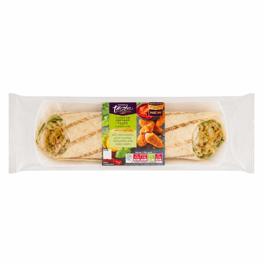 Sainsbury's Chicken, Pesto & Mozzarella Wrap, Taste the Difference