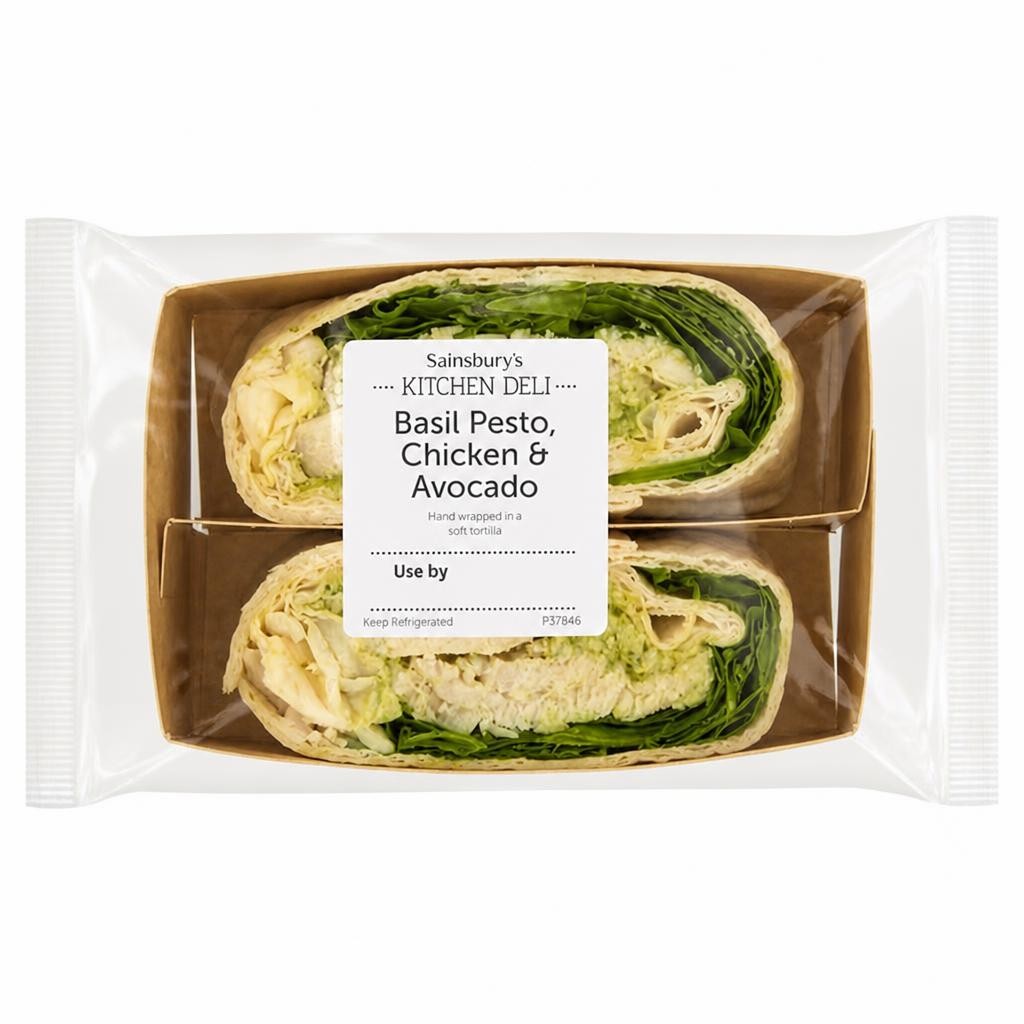Sainsbury's Kitchen Deli Basil Pesto, Chicken & Avocado Wrap