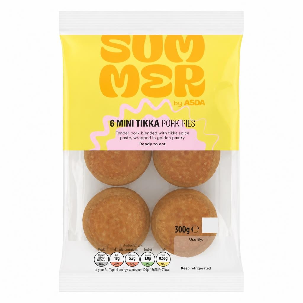 Summer by ASDA 6 Mini Tikka Pork Pies 300g
