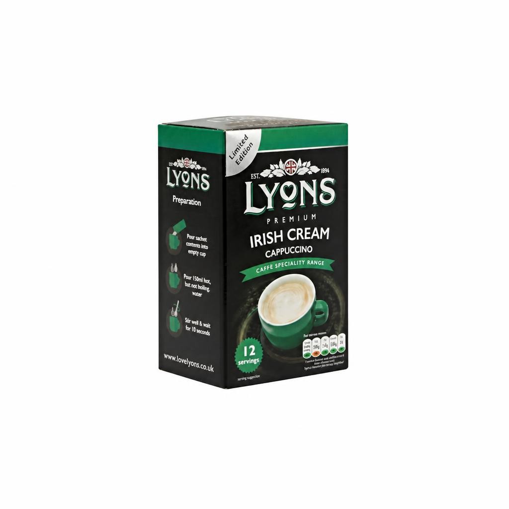 Lyons Premium Irish Cream Cappuccino 12 Sachets 15g | Green | 1 - Green | Irish Cream Cappuccino | 1