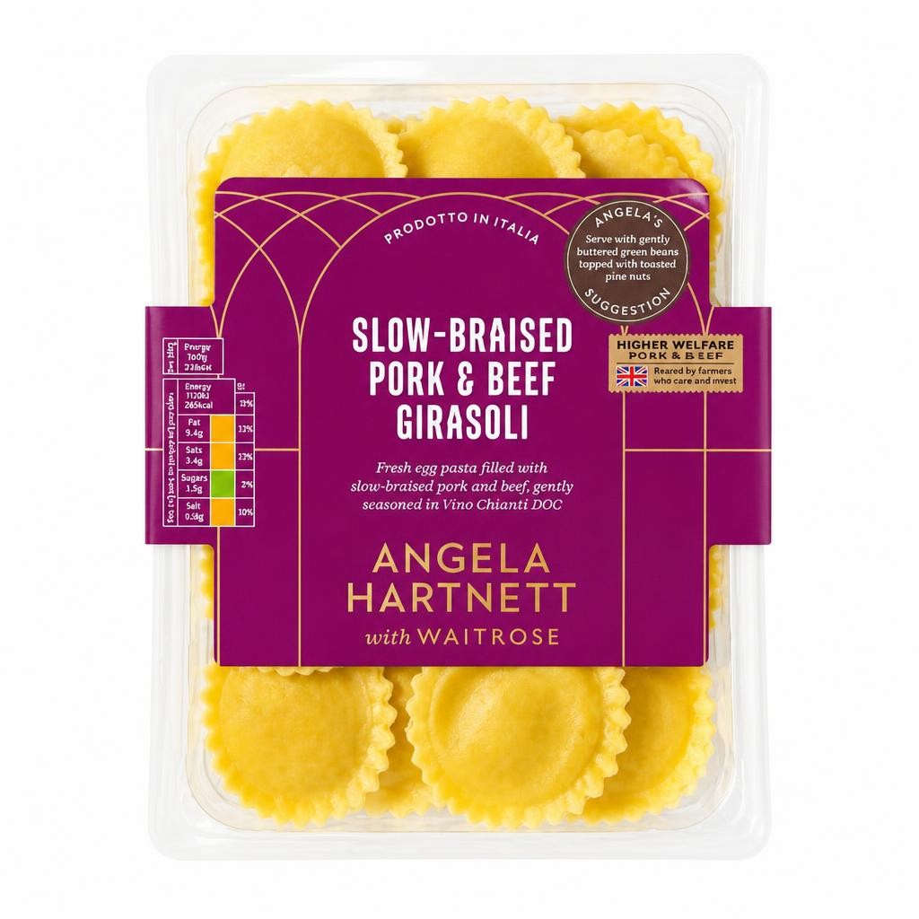 Angela Hartnett with Waitrose Slow-braised Pork & Beef Girasoli