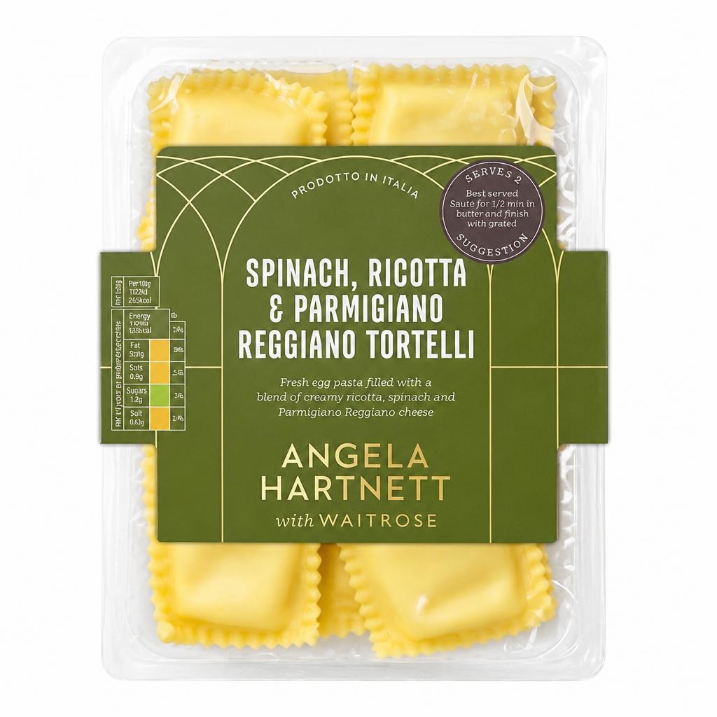 Angela Hartnett with Waitrose Spinach, Ricotta & Parmigiano Reggiano Tortelli