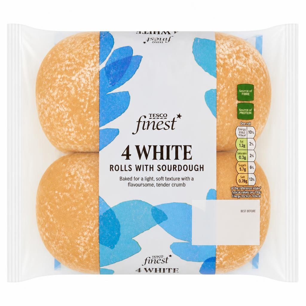 Tesco Finest 4 White Rolls with Sourdough