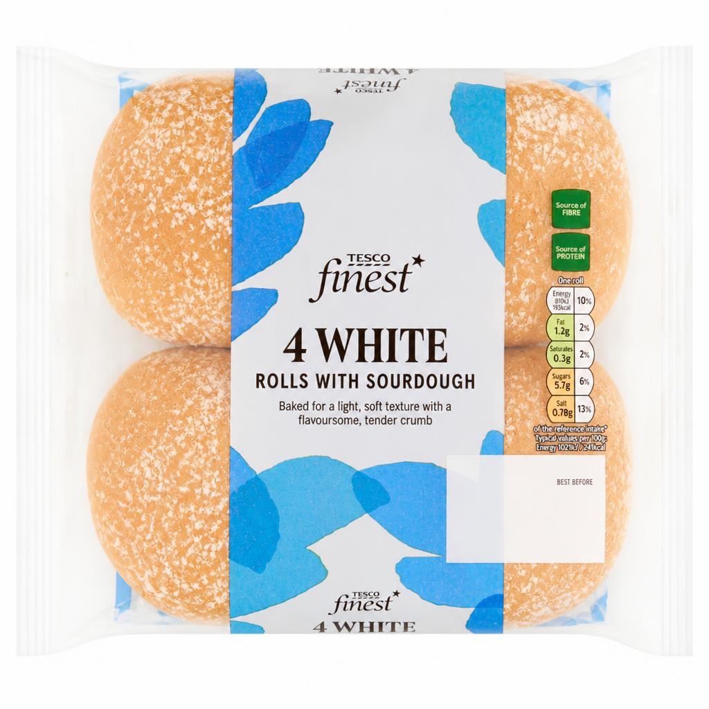 Tesco Finest 4 White Rolls with Sourdough