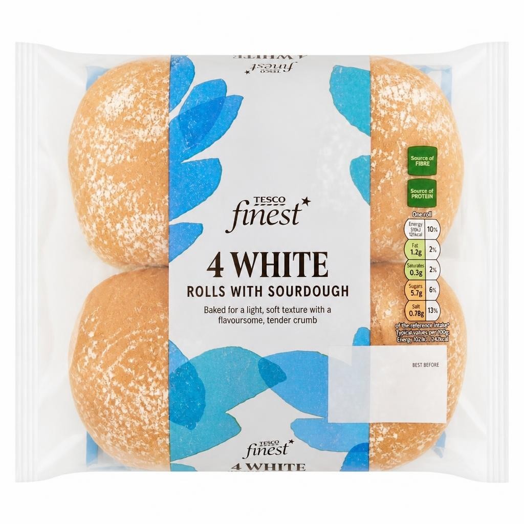 Tesco Finest 4 White Rolls with Sourdough