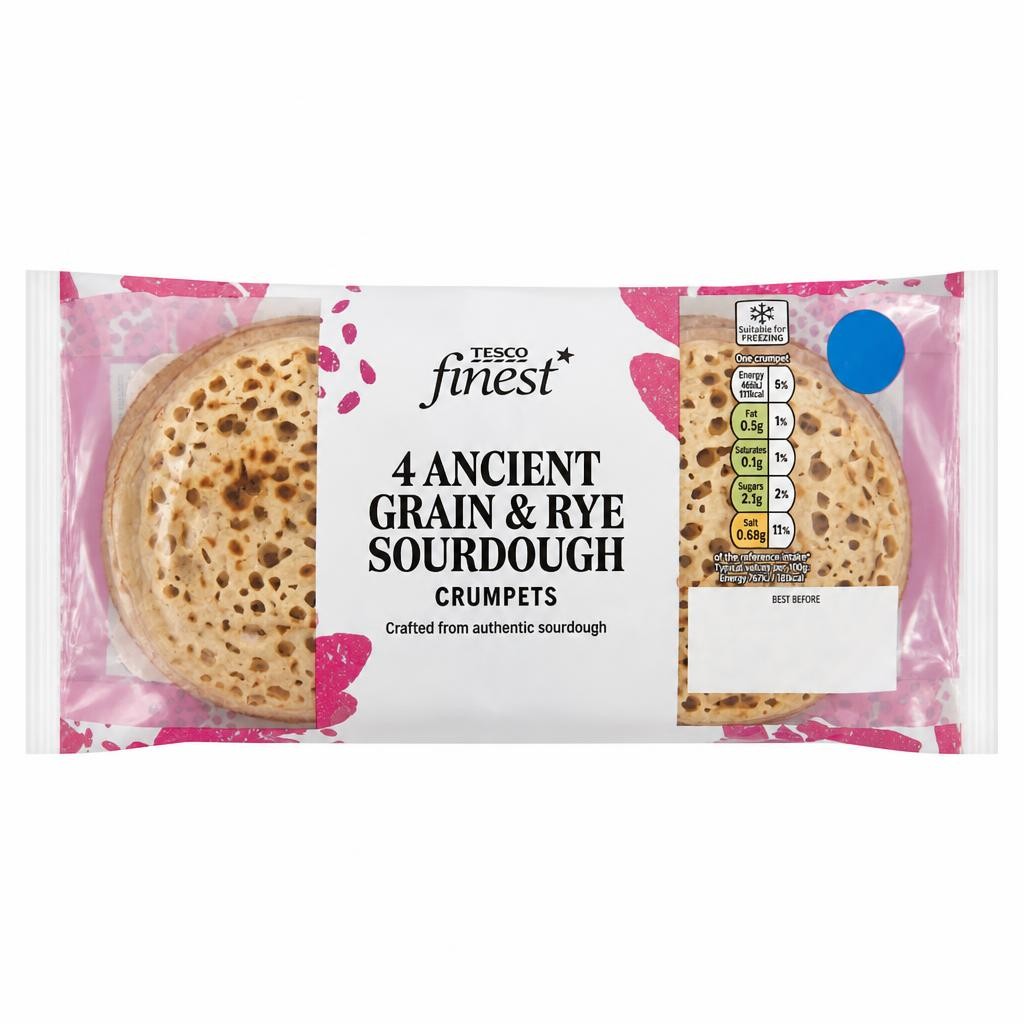 Tesco Finest 4 Ancient Grain & Rye Sourdough Crumpets