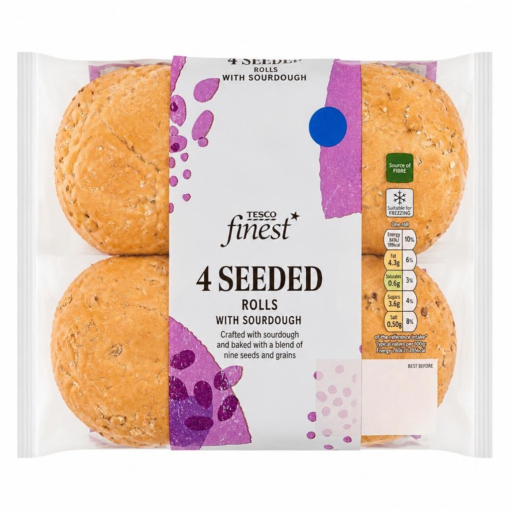 Tesco Finest 4  Seeded Rolls with Sourdough
