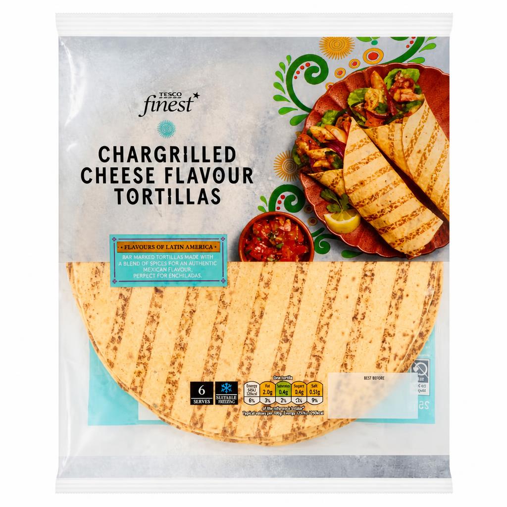 Tesco Finest Chargrilled Mexican Inspired Cheese Flavoured Tortillas 252g