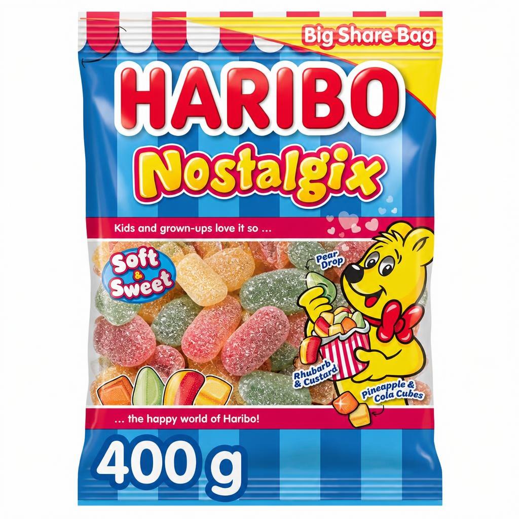 HARIBO Nostalgix Big Share Bag Fruit & Cola Flavour Gums 400g