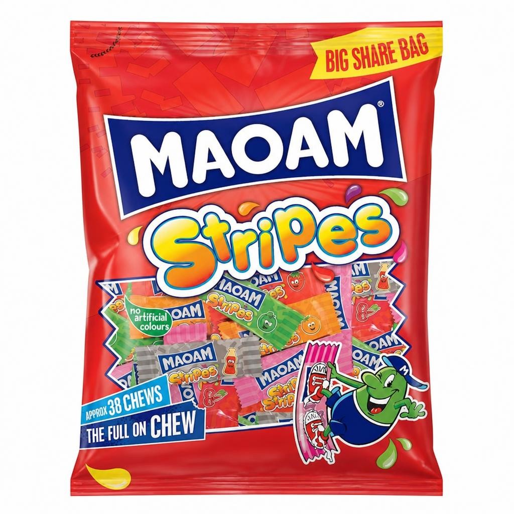 MAOAM Stripes Fruit and Cola Flavour Chewy Sweets 350g