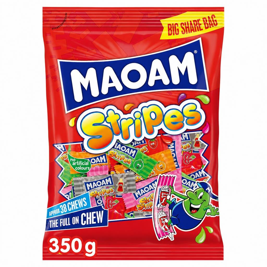 MAOAM Stripes Fruit and Cola Flavour Chewy Sweets 350g