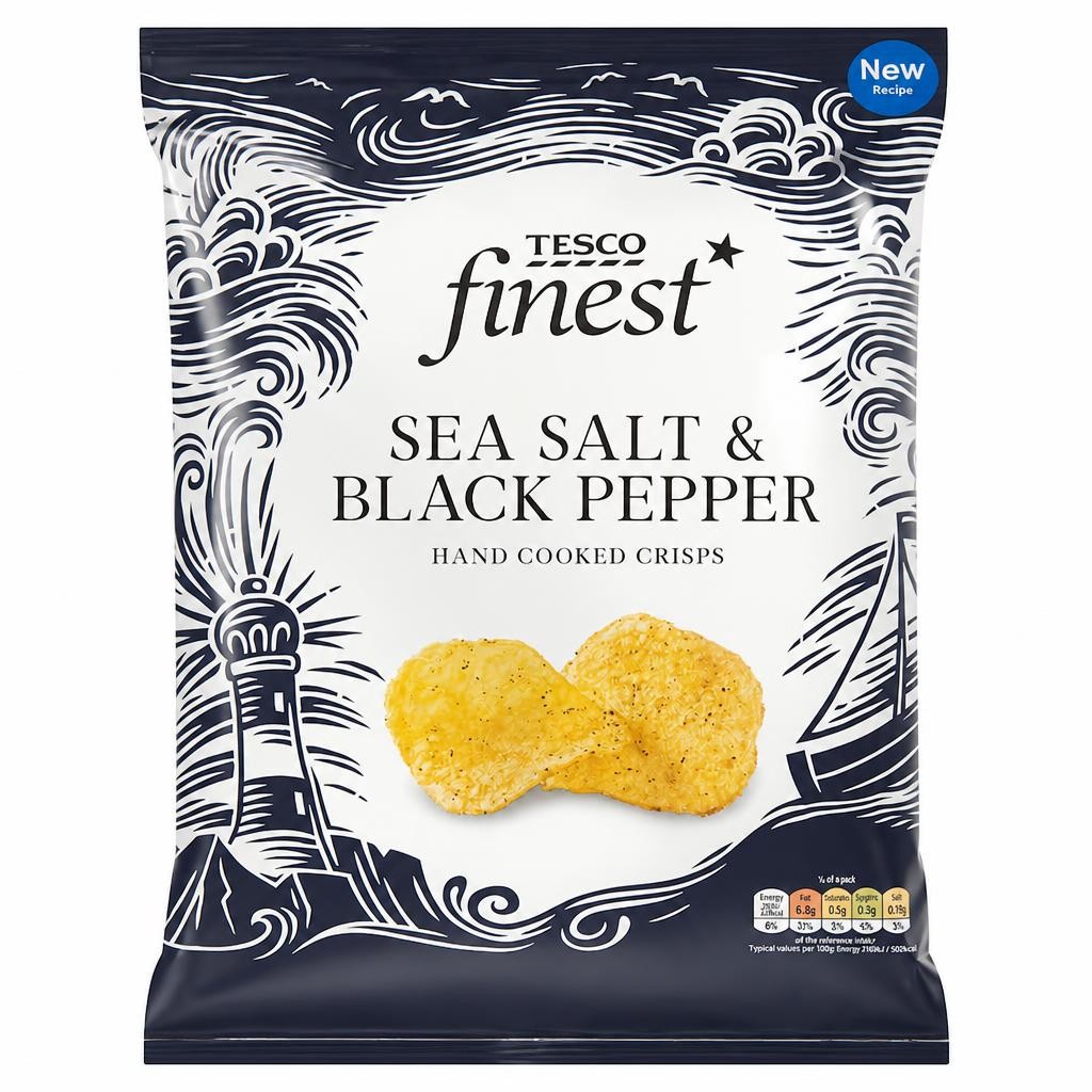 Tesco Finest Sea Salt & Black Pepper Handcooked Crisps 150g