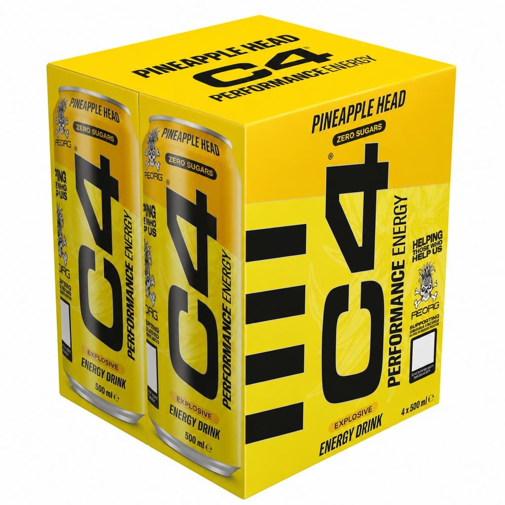 C4 4 x 500ml Performance Energy Pineapple Head Energy Drink
