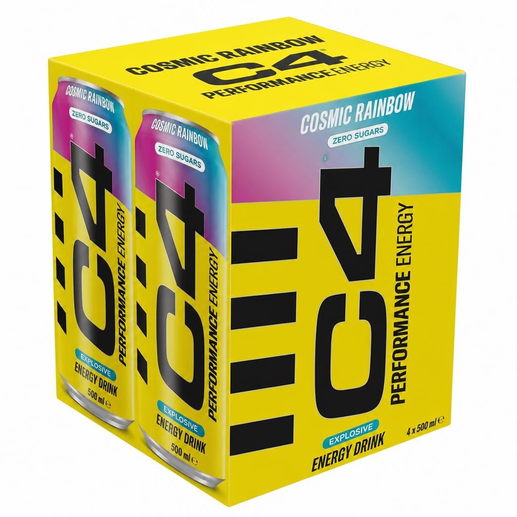 C4 4 x 500ml Performance Energy Cosmic Rainbow Energy Drink