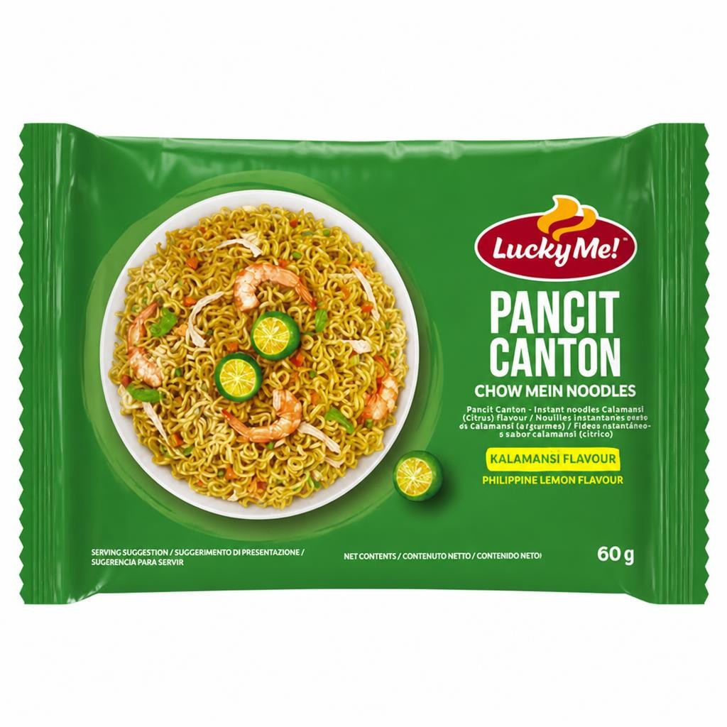 Lucky Me! 60g Philippine Lemon Kalamansi Flavour Pancit Canton Chow Mein Noodles