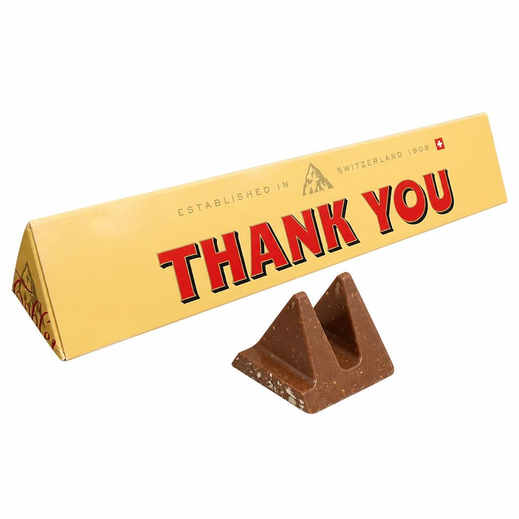Toblerone Thank You Milk Gift Chocolate Gift Bar 340g