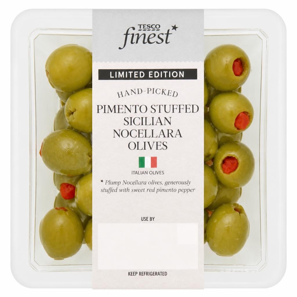 Tesco Finest Pimento Stuffed Sicilian Nocellara Olives  140g