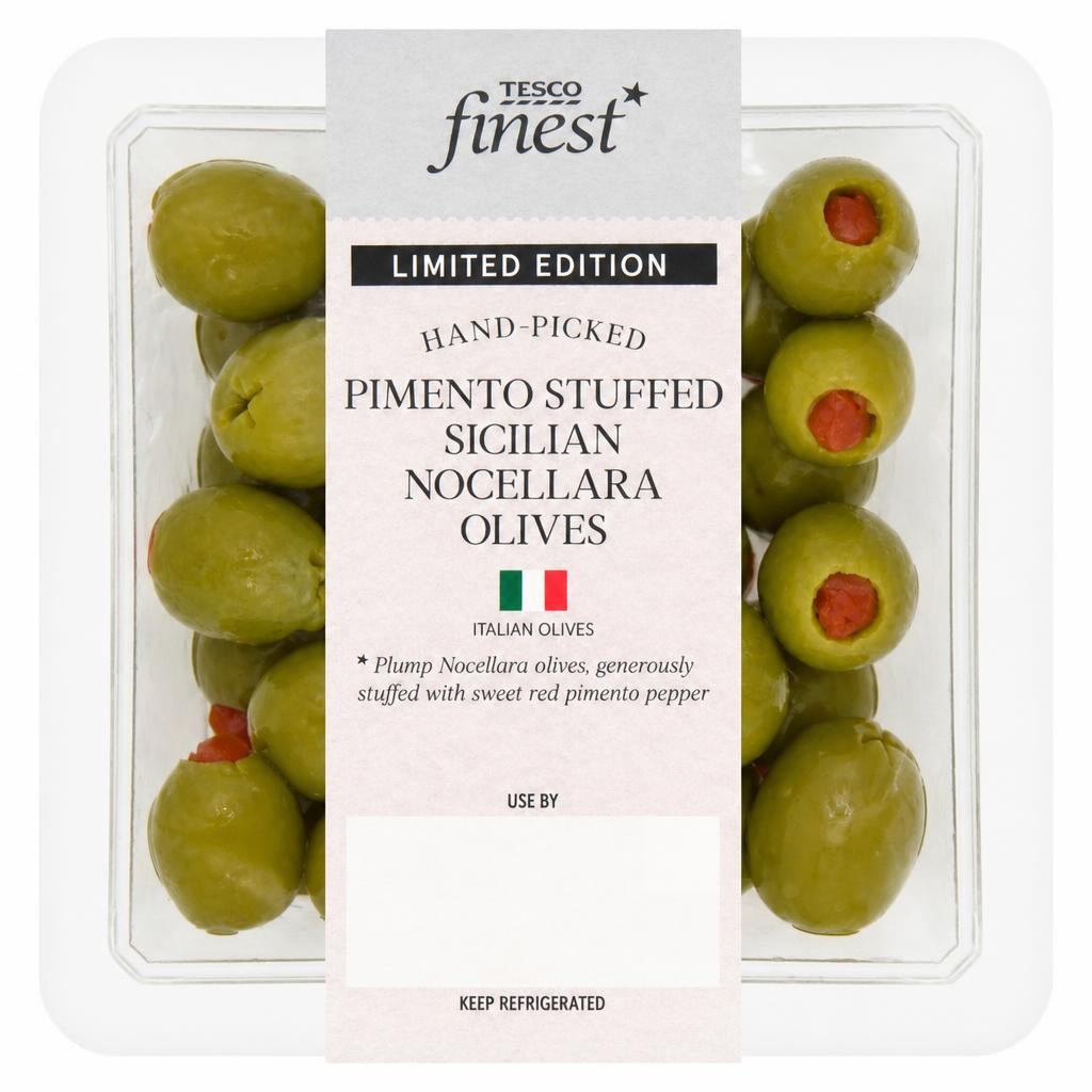 Tesco Finest Pimento Stuffed Sicilian Nocellara Olives  140g