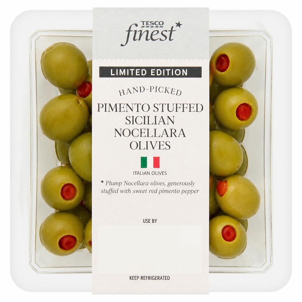 Tesco Finest Pimento Stuffed Sicilian Nocellara Olives  140g