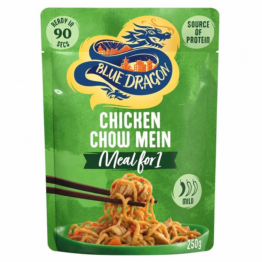 Blue Dragon Chicken Chow Mein Noodles Ready Meal 250g